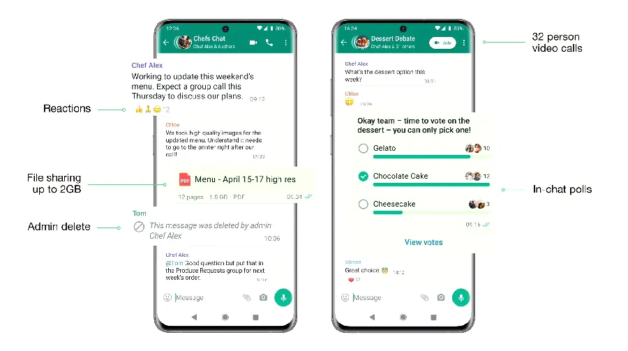 WhatsApp 深色模式与界面设置示例图